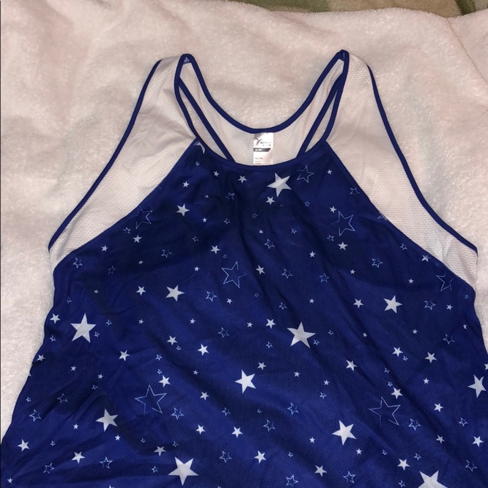 Blue with white star racerback tank top XXL